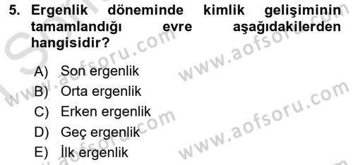 İnsan Davranışı Ve Sosyal Çevre 1 Dersi 2023 - 2024 Yılı (Final) Dönem Sonu Sınav Soruları 5. Soru