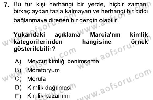 İnsan Davranışı Ve Sosyal Çevre 1 Dersi 2023 - 2024 Yılı (Final) Dönem Sonu Sınav Soruları 7. Soru