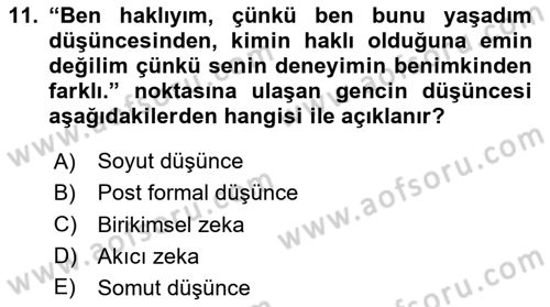 İnsan Davranışı Ve Sosyal Çevre 1 Dersi 2023 - 2024 Yılı Yaz Okulu Sınav Soruları 11. Soru