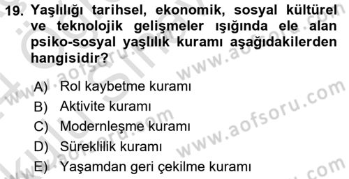 İnsan Davranışı Ve Sosyal Çevre 1 Dersi 2023 - 2024 Yılı Yaz Okulu Sınav Soruları 19. Soru