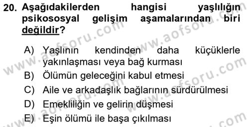 İnsan Davranışı Ve Sosyal Çevre 1 Dersi 2023 - 2024 Yılı Yaz Okulu Sınav Soruları 20. Soru