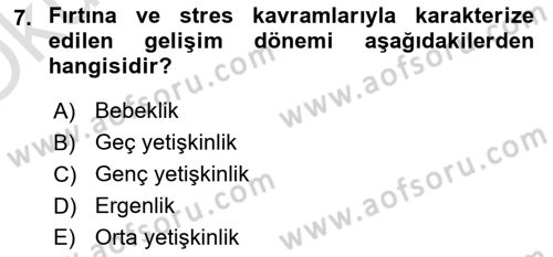 İnsan Davranışı Ve Sosyal Çevre 1 Dersi 2023 - 2024 Yılı Yaz Okulu Sınav Soruları 7. Soru