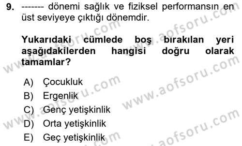İnsan Davranışı Ve Sosyal Çevre 1 Dersi 2023 - 2024 Yılı Yaz Okulu Sınav Soruları 9. Soru