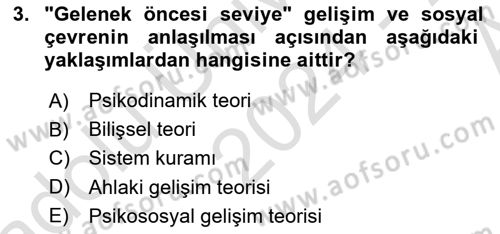 İnsan Davranışı Ve Sosyal Çevre 1 Dersi 2024 - 2025 Yılı (Vize) Ara Sınav Soruları 3. Soru