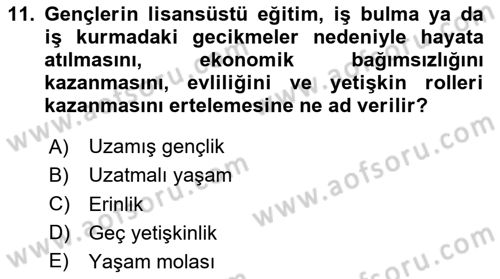 İnsan Davranışı Ve Sosyal Çevre 1 Dersi 2024 - 2025 Yılı (Final) Dönem Sonu Sınav Soruları 11. Soru