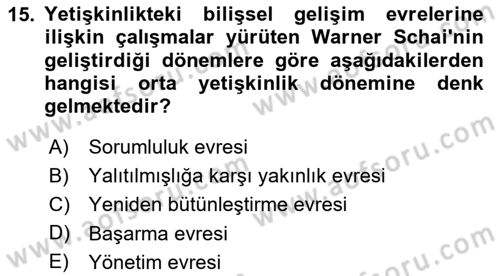 İnsan Davranışı Ve Sosyal Çevre 1 Dersi 2024 - 2025 Yılı (Final) Dönem Sonu Sınav Soruları 15. Soru