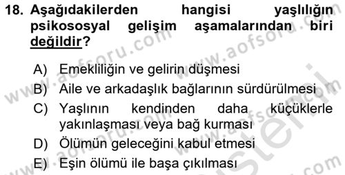 İnsan Davranışı Ve Sosyal Çevre 1 Dersi 2024 - 2025 Yılı (Final) Dönem Sonu Sınav Soruları 18. Soru