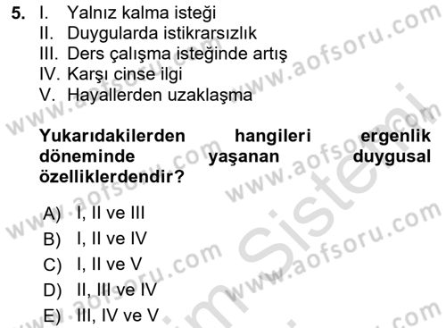 İnsan Davranışı Ve Sosyal Çevre 1 Dersi 2024 - 2025 Yılı (Final) Dönem Sonu Sınav Soruları 5. Soru