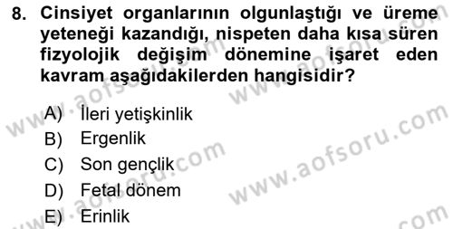 İnsan Davranışı Ve Sosyal Çevre 1 Dersi 2024 - 2025 Yılı (Final) Dönem Sonu Sınav Soruları 8. Soru