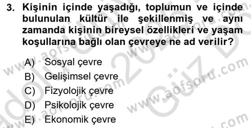 İnsan Davranışı Ve Sosyal Çevre 1 Dersi 2025 - 2026 Yılı (Vize) Ara Sınav Soruları 3. Soru