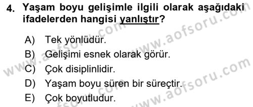 İnsan Davranışı Ve Sosyal Çevre 1 Dersi 2025 - 2026 Yılı (Vize) Ara Sınav Soruları 4. Soru