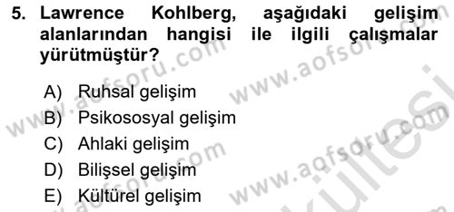 İnsan Davranışı Ve Sosyal Çevre 1 Dersi 2025 - 2026 Yılı (Vize) Ara Sınav Soruları 5. Soru