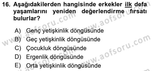 İnsan Davranışı Ve Sosyal Çevre 1 Dersi 2025 - 2026 Yılı (Final) Dönem Sonu Sınav Soruları 16. Soru
