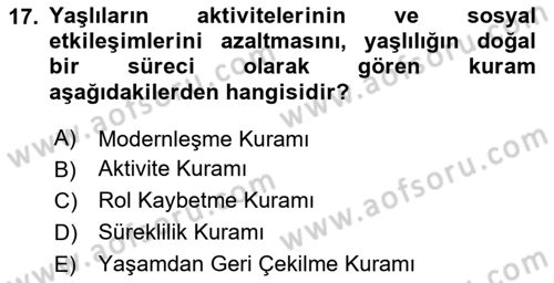 İnsan Davranışı Ve Sosyal Çevre 1 Dersi 2025 - 2026 Yılı (Final) Dönem Sonu Sınav Soruları 17. Soru