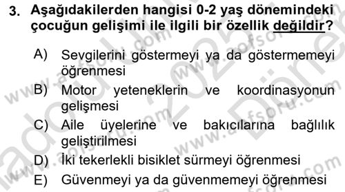 İnsan Davranışı Ve Sosyal Çevre 1 Dersi 2025 - 2026 Yılı (Final) Dönem Sonu Sınav Soruları 3. Soru