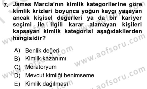 İnsan Davranışı Ve Sosyal Çevre 1 Dersi 2025 - 2026 Yılı (Final) Dönem Sonu Sınav Soruları 7. Soru