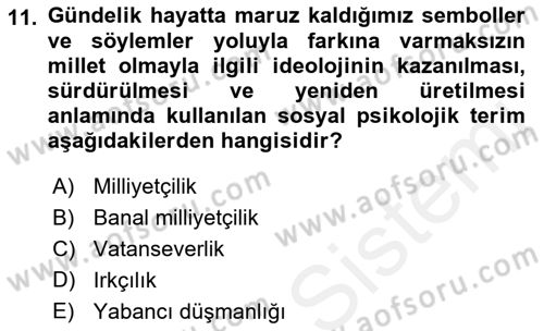 İnsan Davranışı Ve Sosyal Çevre 2 Dersi 2017 - 2018 Yılı (Vize) Ara Sınav Soruları 11. Soru