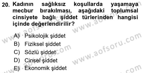 İnsan Davranışı Ve Sosyal Çevre 2 Dersi 2017 - 2018 Yılı (Vize) Ara Sınav Soruları 20. Soru