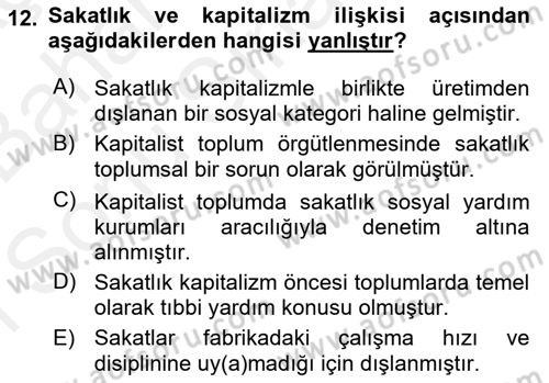 İnsan Davranışı Ve Sosyal Çevre 2 Dersi 2017 - 2018 Yılı (Final) Dönem Sonu Sınav Soruları 12. Soru