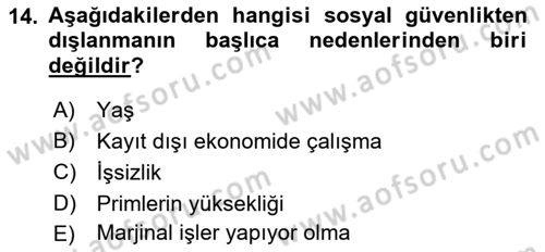 İnsan Davranışı Ve Sosyal Çevre 2 Dersi 2017 - 2018 Yılı (Final) Dönem Sonu Sınav Soruları 14. Soru