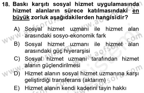 İnsan Davranışı Ve Sosyal Çevre 2 Dersi 2017 - 2018 Yılı (Final) Dönem Sonu Sınav Soruları 18. Soru