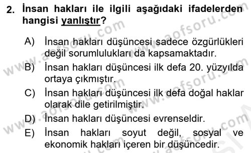 İnsan Davranışı Ve Sosyal Çevre 2 Dersi 2017 - 2018 Yılı (Final) Dönem Sonu Sınav Soruları 2. Soru
