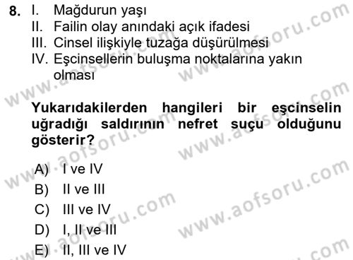 İnsan Davranışı Ve Sosyal Çevre 2 Dersi 2017 - 2018 Yılı (Final) Dönem Sonu Sınav Soruları 8. Soru