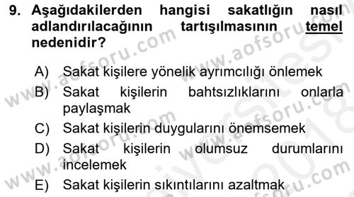 İnsan Davranışı Ve Sosyal Çevre 2 Dersi 2017 - 2018 Yılı (Final) Dönem Sonu Sınav Soruları 9. Soru