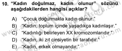 İnsan Davranışı Ve Sosyal Çevre 2 Dersi 2018 - 2019 Yılı 3 Ders Sınav Soruları 10. Soru