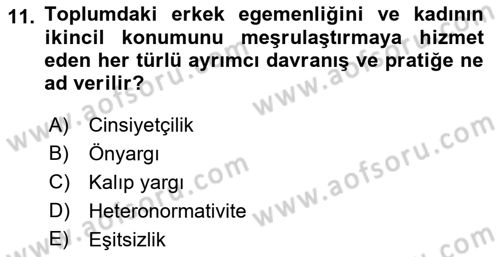 İnsan Davranışı Ve Sosyal Çevre 2 Dersi 2018 - 2019 Yılı 3 Ders Sınav Soruları 11. Soru