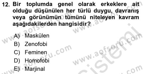 İnsan Davranışı Ve Sosyal Çevre 2 Dersi 2018 - 2019 Yılı 3 Ders Sınav Soruları 12. Soru