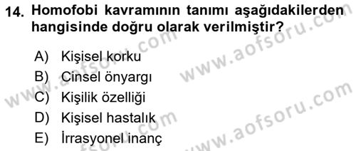 İnsan Davranışı Ve Sosyal Çevre 2 Dersi 2018 - 2019 Yılı 3 Ders Sınav Soruları 14. Soru