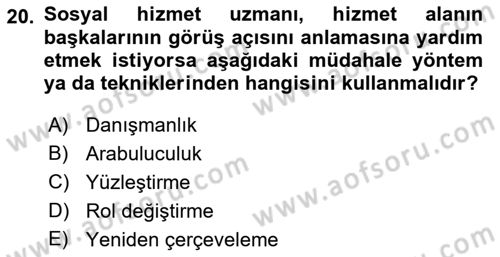İnsan Davranışı Ve Sosyal Çevre 2 Dersi 2018 - 2019 Yılı 3 Ders Sınav Soruları 20. Soru