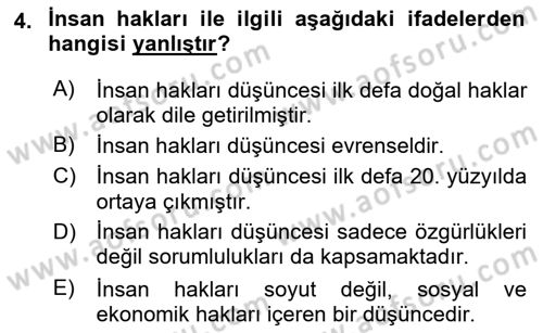 İnsan Davranışı Ve Sosyal Çevre 2 Dersi 2018 - 2019 Yılı 3 Ders Sınav Soruları 4. Soru