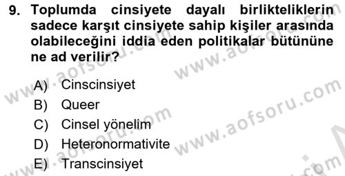 İnsan Davranışı Ve Sosyal Çevre 2 Dersi 2018 - 2019 Yılı 3 Ders Sınav Soruları 9. Soru