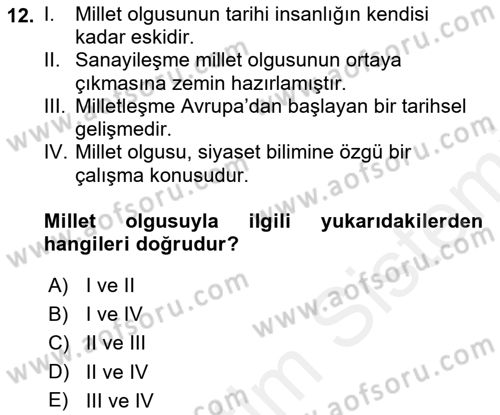 İnsan Davranışı Ve Sosyal Çevre 2 Dersi 2018 - 2019 Yılı (Vize) Ara Sınav Soruları 12. Soru