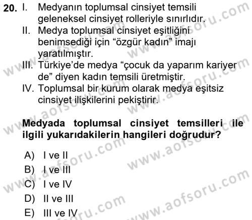 İnsan Davranışı Ve Sosyal Çevre 2 Dersi 2018 - 2019 Yılı (Vize) Ara Sınav Soruları 20. Soru