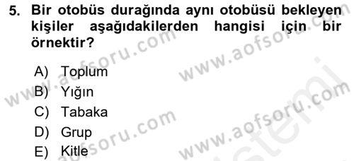 İnsan Davranışı Ve Sosyal Çevre 2 Dersi 2018 - 2019 Yılı (Vize) Ara Sınav Soruları 5. Soru
