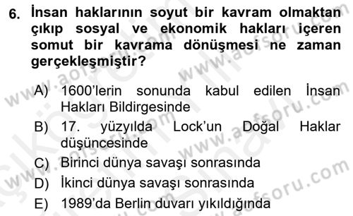 İnsan Davranışı Ve Sosyal Çevre 2 Dersi 2018 - 2019 Yılı (Vize) Ara Sınav Soruları 6. Soru