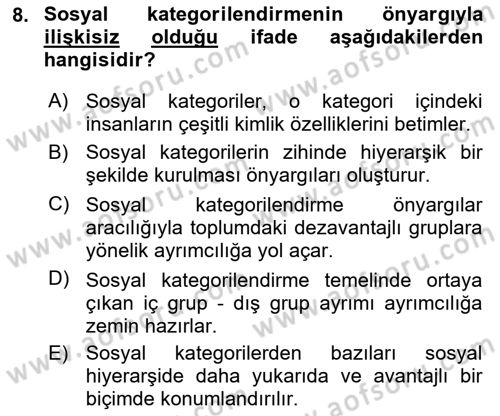 İnsan Davranışı Ve Sosyal Çevre 2 Dersi 2018 - 2019 Yılı (Vize) Ara Sınav Soruları 8. Soru