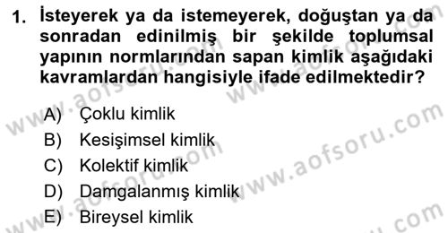 İnsan Davranışı Ve Sosyal Çevre 2 Dersi 2018 - 2019 Yılı (Final) Dönem Sonu Sınav Soruları 1. Soru