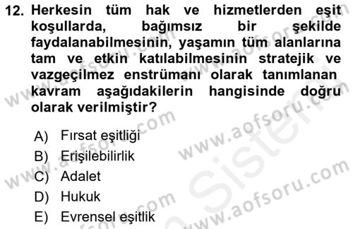 İnsan Davranışı Ve Sosyal Çevre 2 Dersi 2018 - 2019 Yılı (Final) Dönem Sonu Sınav Soruları 12. Soru