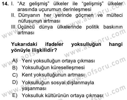 İnsan Davranışı Ve Sosyal Çevre 2 Dersi 2018 - 2019 Yılı (Final) Dönem Sonu Sınav Soruları 14. Soru