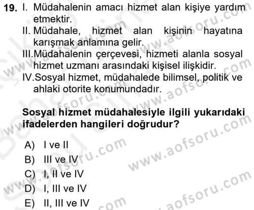 İnsan Davranışı Ve Sosyal Çevre 2 Dersi 2018 - 2019 Yılı (Final) Dönem Sonu Sınav Soruları 19. Soru