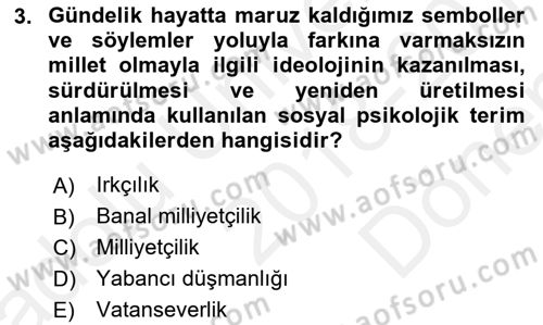 İnsan Davranışı Ve Sosyal Çevre 2 Dersi 2018 - 2019 Yılı (Final) Dönem Sonu Sınav Soruları 3. Soru