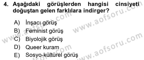 İnsan Davranışı Ve Sosyal Çevre 2 Dersi 2018 - 2019 Yılı (Final) Dönem Sonu Sınav Soruları 4. Soru
