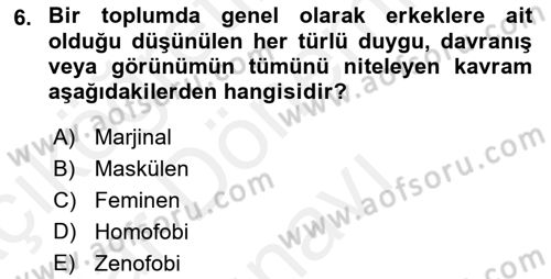 İnsan Davranışı Ve Sosyal Çevre 2 Dersi 2018 - 2019 Yılı (Final) Dönem Sonu Sınav Soruları 6. Soru