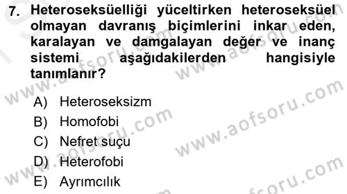 İnsan Davranışı Ve Sosyal Çevre 2 Dersi 2018 - 2019 Yılı (Final) Dönem Sonu Sınav Soruları 7. Soru