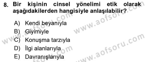 İnsan Davranışı Ve Sosyal Çevre 2 Dersi 2018 - 2019 Yılı (Final) Dönem Sonu Sınav Soruları 8. Soru
