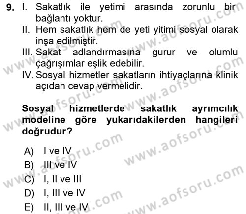 İnsan Davranışı Ve Sosyal Çevre 2 Dersi 2018 - 2019 Yılı (Final) Dönem Sonu Sınav Soruları 9. Soru